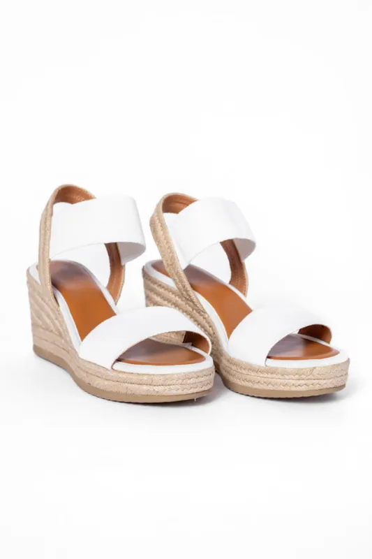 Whitnie White Double Strap Wedges FINAL SALE sold by Pink Lily