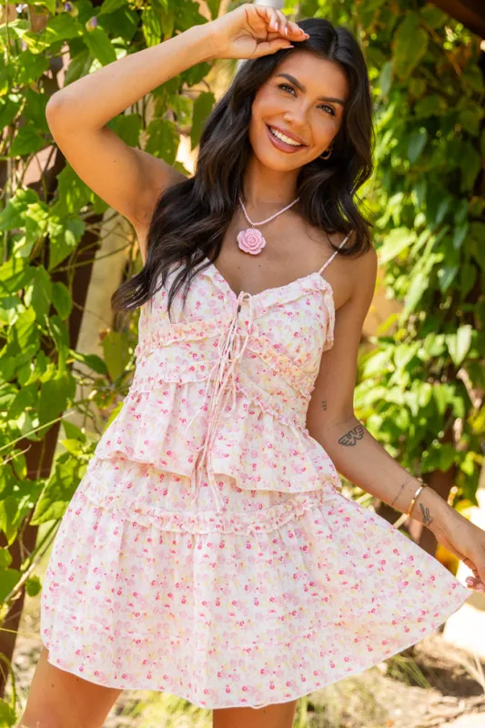 What It Takes Pink Multi Floral Ruffle Tank and Skirt Set SALE sold by Pink Lily