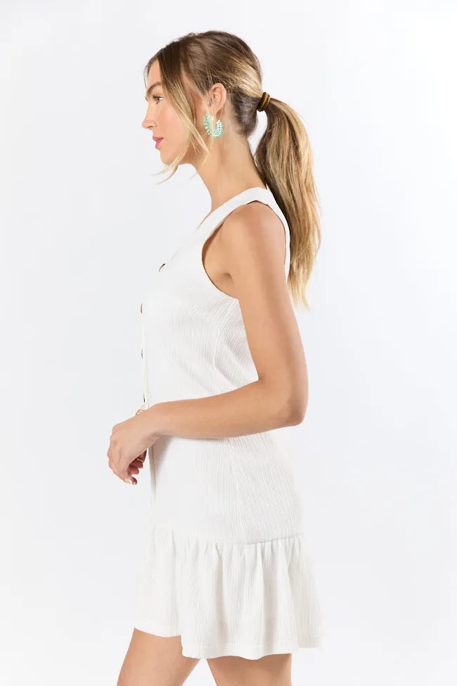 Sunset Romance White Knit Button Front Mini Dress FINAL SALE sold by Pink Lily product image thumbnail 5