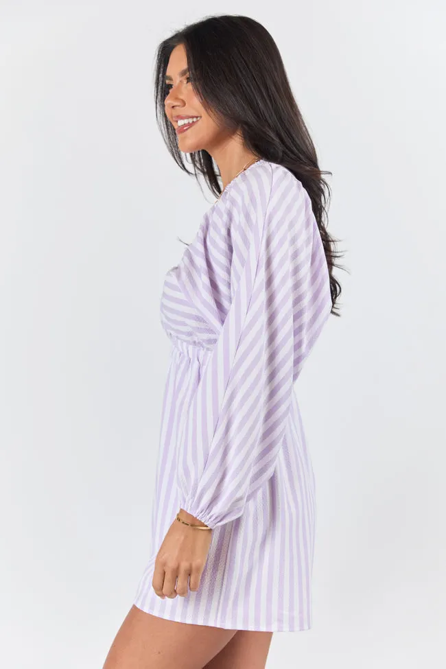 New Adventures Lilac Striped V-neck Romper FINAL SALE sold by Pink Lily product image thumbnail 3