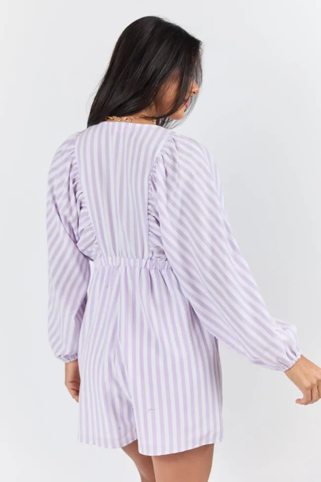 New Adventures Lilac Striped V-neck Romper FINAL SALE sold by Pink Lily product image thumbnail 4
