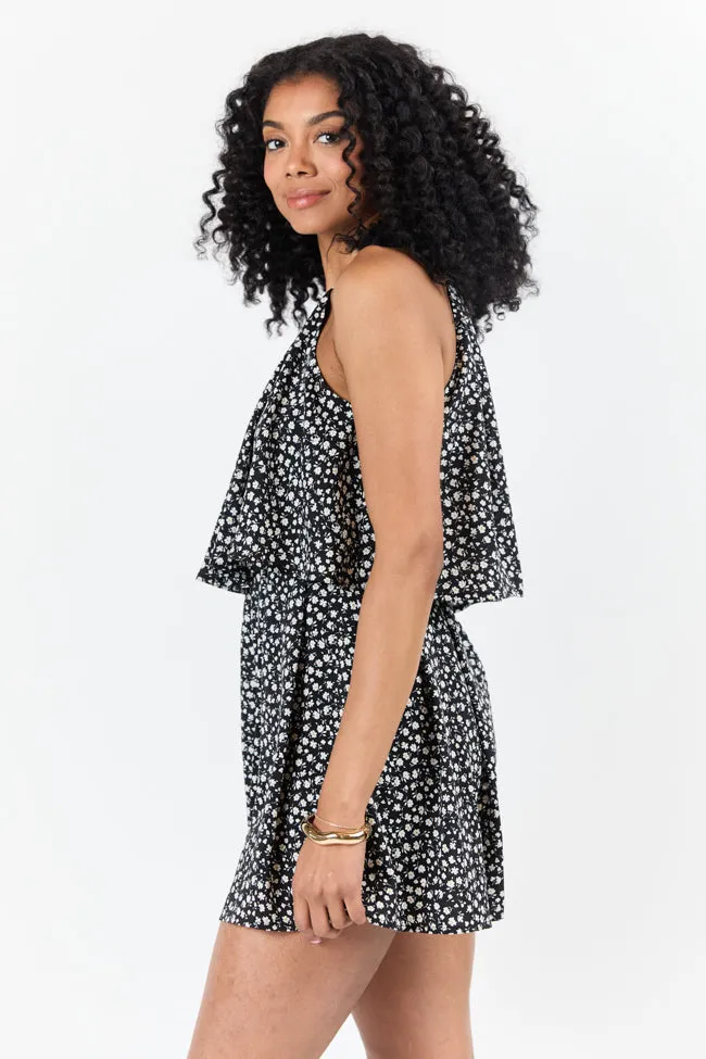 Spotlight Moment Black and White Daisy Print Halter Neck Romper sold by Pink Lily product image thumbnail 5