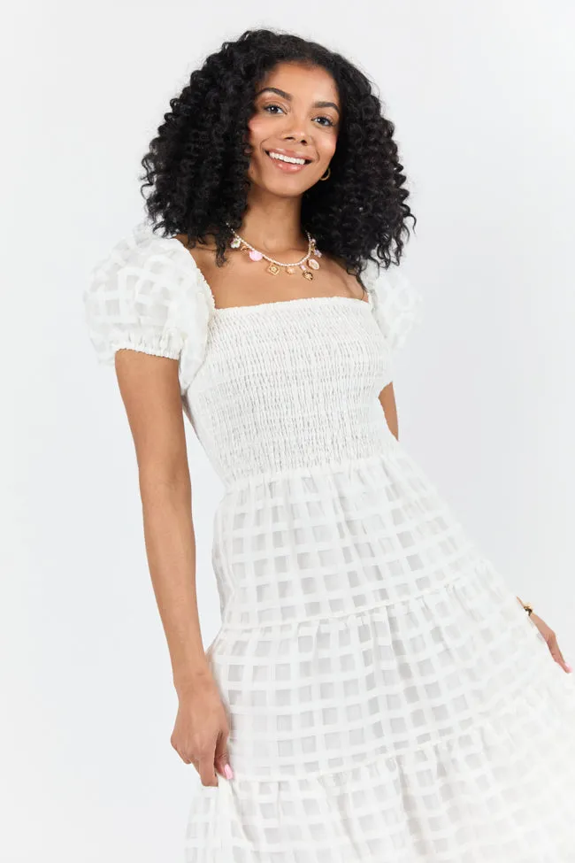 What A Feeling White Windowpane Maxi Dress FINAL SALE sold by Pink Lily product image thumbnail 3