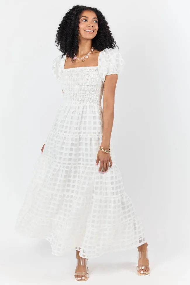 What A Feeling White Windowpane Maxi Dress FINAL SALE sold by Pink Lily product image thumbnail 2