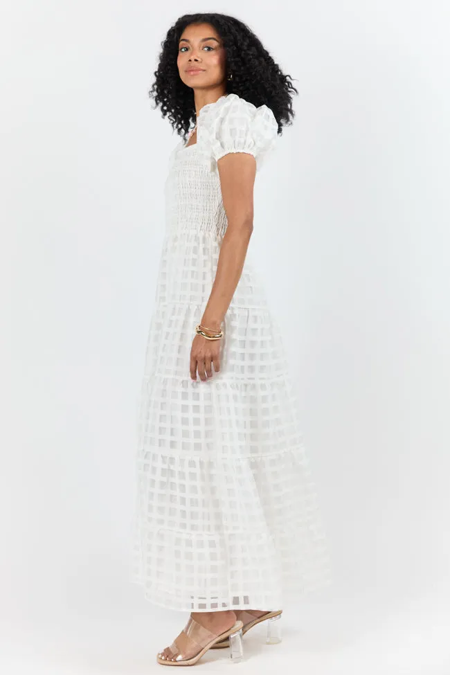 What A Feeling White Windowpane Maxi Dress FINAL SALE sold by Pink Lily product image thumbnail 5