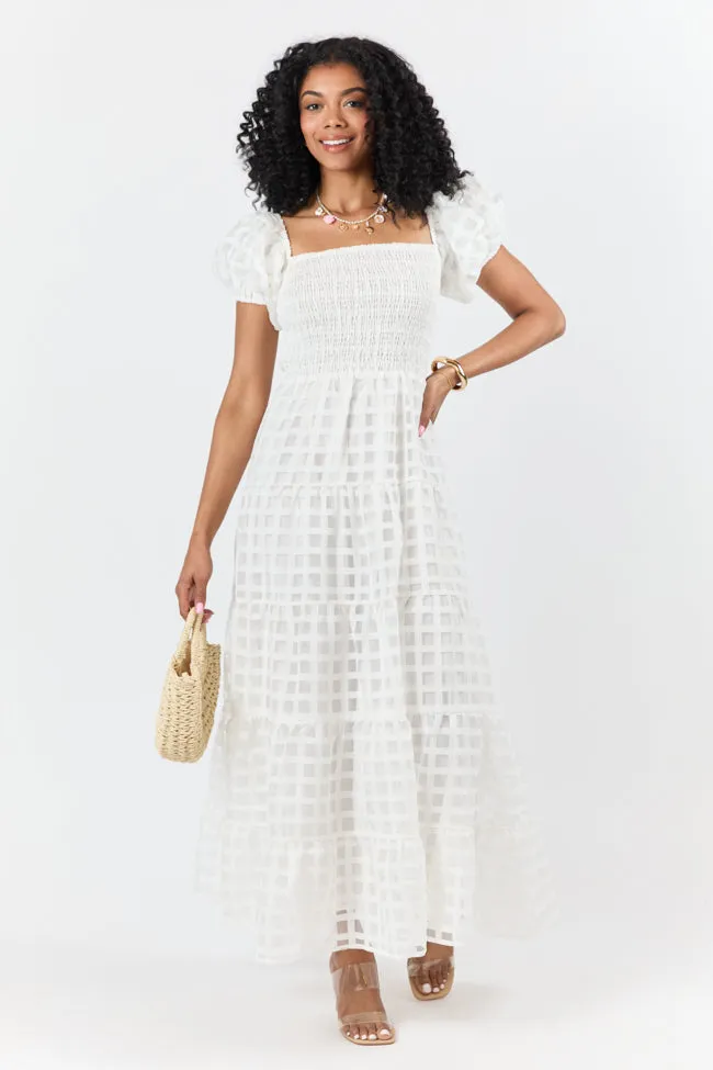 What A Feeling White Windowpane Maxi Dress FINAL SALE sold by Pink Lily product image thumbnail 4
