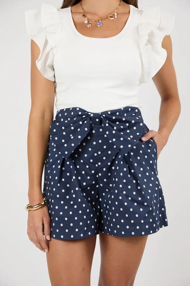 Enchanted Moments Navy Polka Dot Bow Shorts FINAL SALE sold by Pink Lily product image thumbnail 2