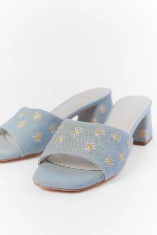 Lulu Denim Daisy Heels FINAL SALE sold by Pink Lily