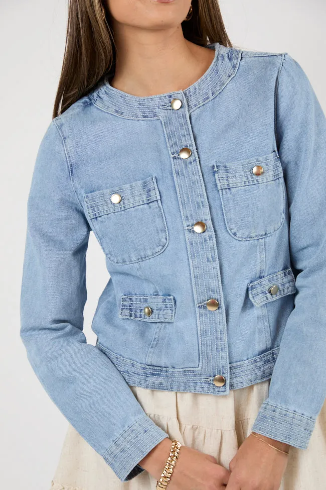 Open Air Light Wash Denim Jacket FINAL SALE sold by Pink Lily product image thumbnail 3