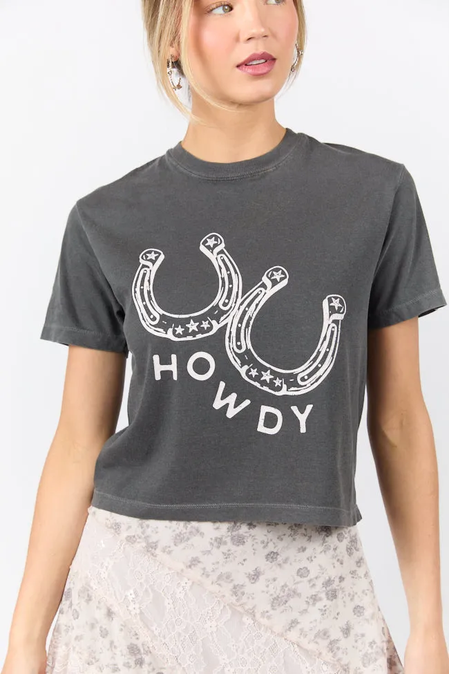 Howdy Horseshoes Dark Grey Women's Boxy Graphic Tee sold by Pink Lily product image thumbnail 5