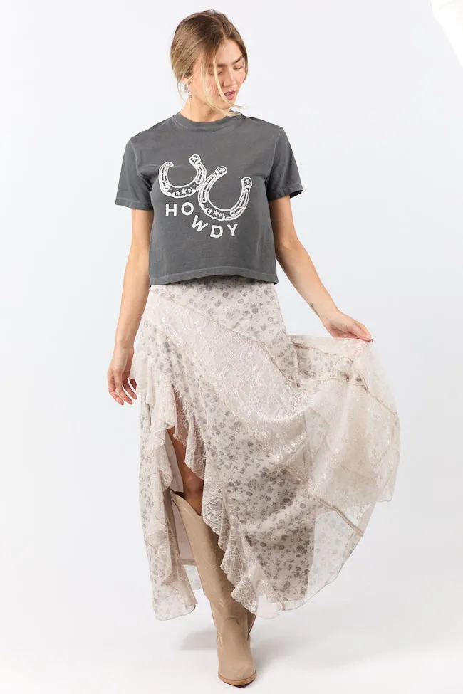Howdy Horseshoes Dark Grey Women's Boxy Graphic Tee sold by Pink Lily product image thumbnail 4