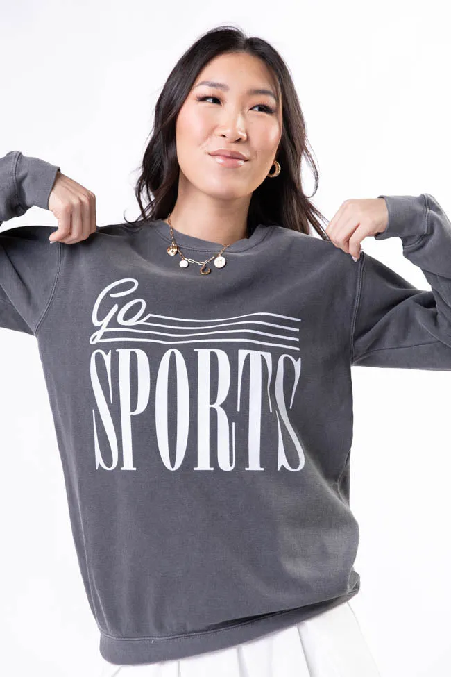 Go Sports Dark Grey Comfort Colors Graphic Sweatshirt sold by Pink Lily