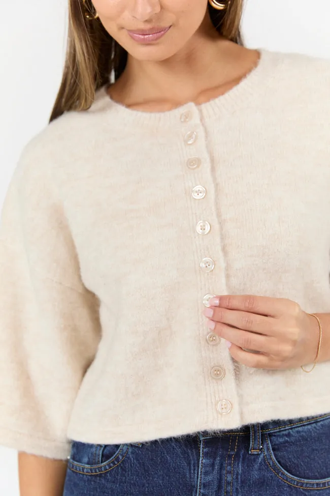 Loving Myself Beige Short Sleeve Crop Cardigan FINAL SALE sold by Pink Lily product image thumbnail 2