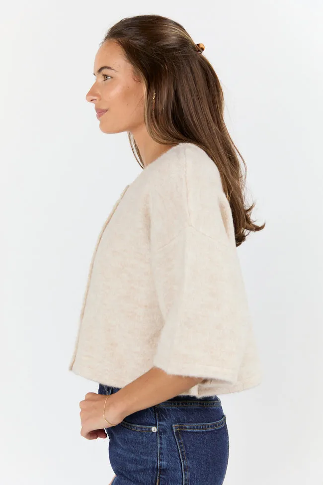 Loving Myself Beige Short Sleeve Crop Cardigan FINAL SALE sold by Pink Lily product image thumbnail 5