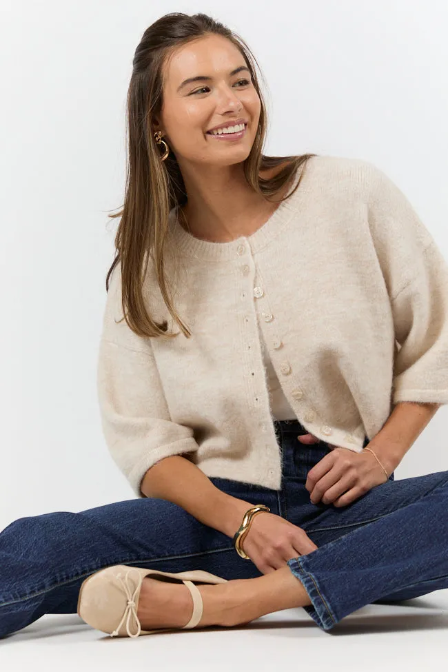 Loving Myself Beige Short Sleeve Crop Cardigan FINAL SALE sold by Pink Lily