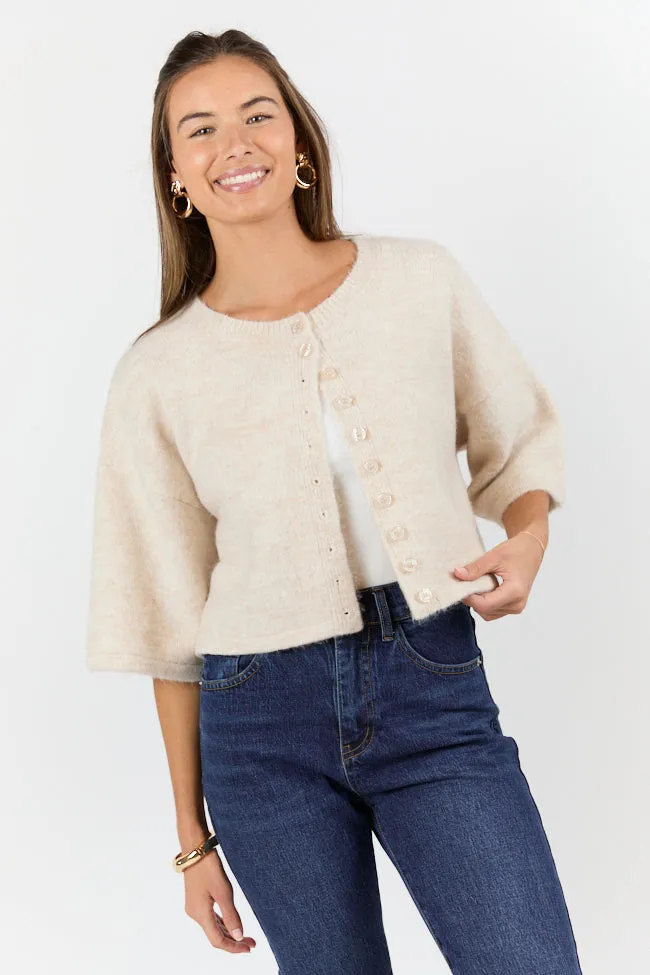 Loving Myself Beige Short Sleeve Crop Cardigan FINAL SALE sold by Pink Lily product image thumbnail 3