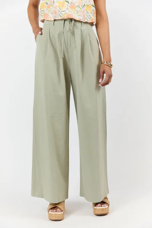 True Bliss Sage Pull On Wide Leg Trousers FINAL SALE sold by Pink Lily