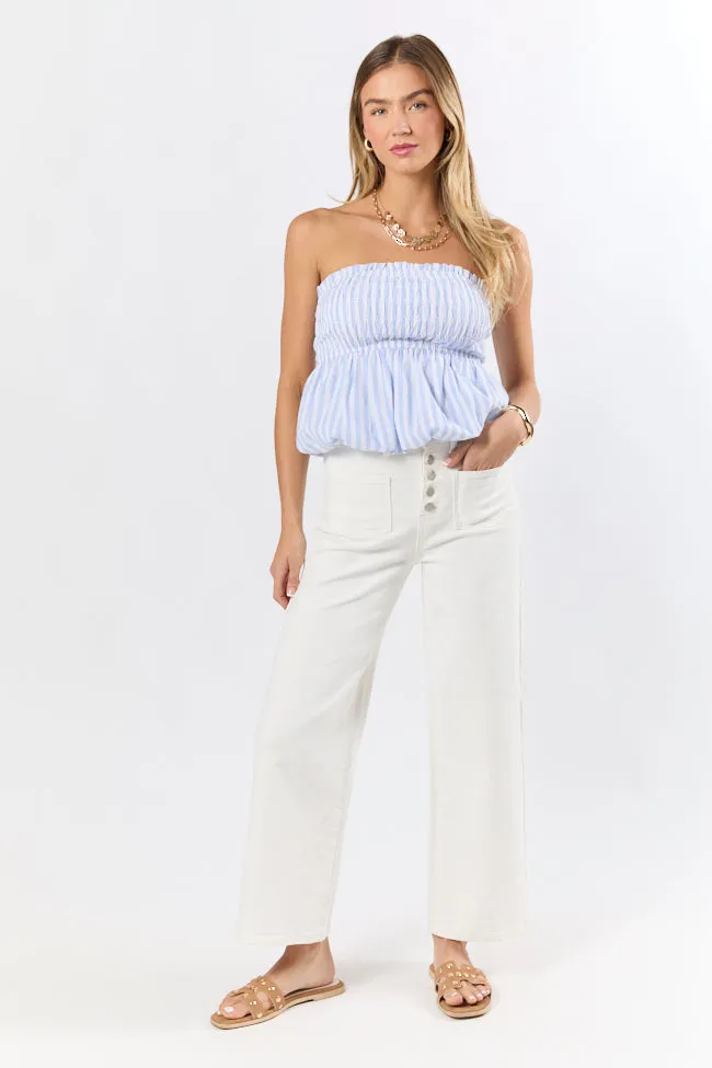 Always Captivating Blue Gingham Strapless Bubble Hem Top FINAL SALE sold by Pink Lily product image thumbnail 2