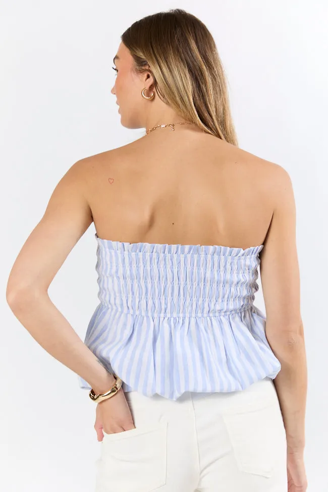 Always Captivating Blue Gingham Strapless Bubble Hem Top FINAL SALE sold by Pink Lily product image thumbnail 5