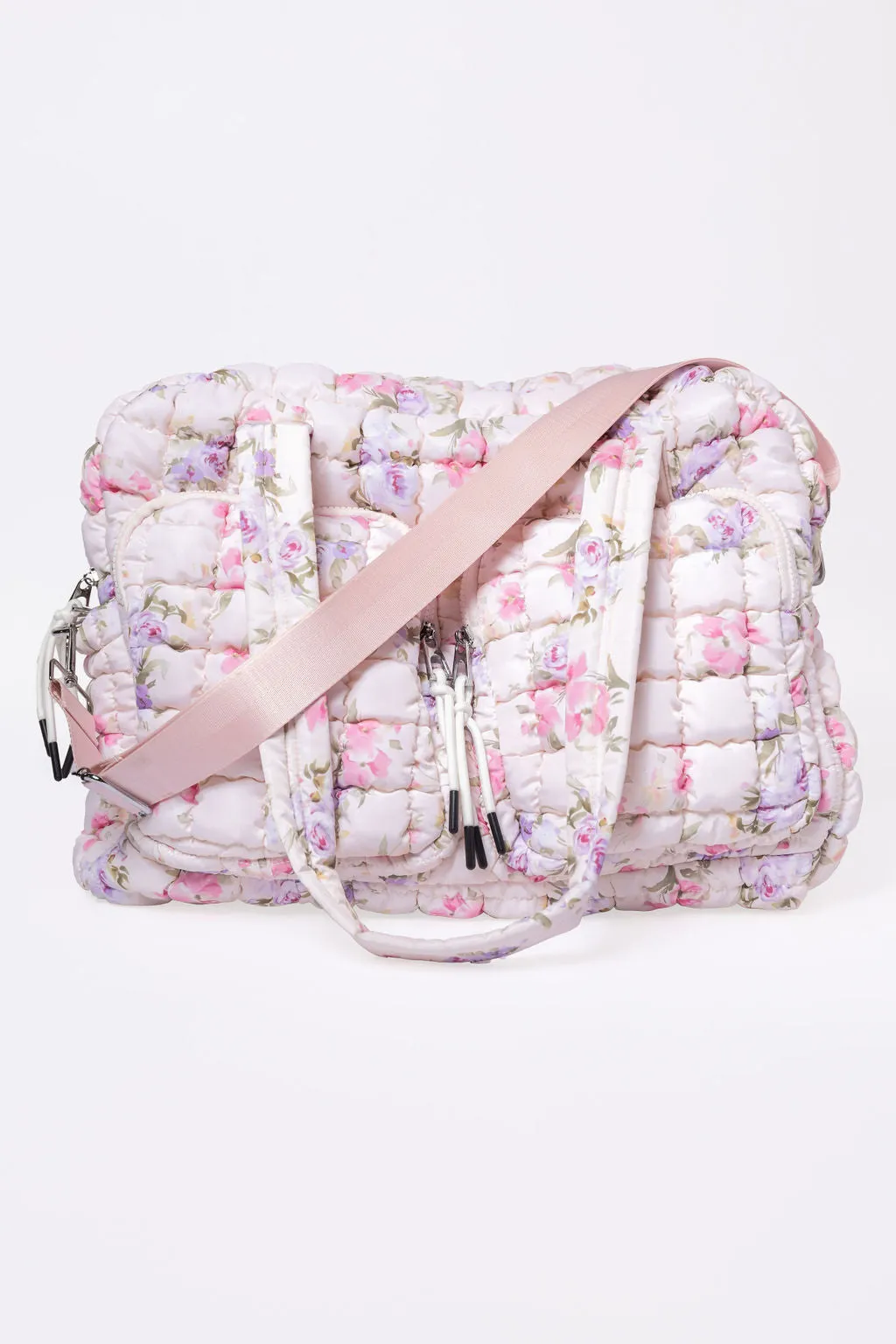 Pink Floral Quilted Puffy Weekender sold by Pink Lily product image thumbnail 3