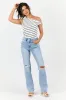Jess Medium Wash High Waisted Distressed Straight Leg Jeans sold by Pink Lily
