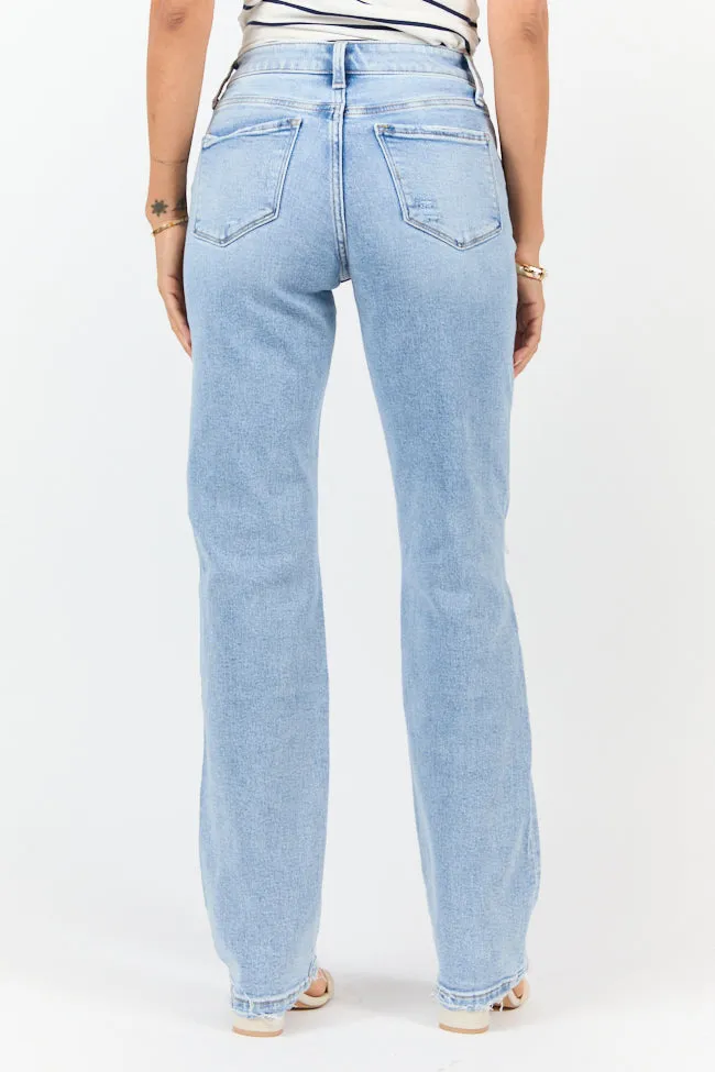 Jess Medium Wash High Waisted Distressed Straight Leg Jeans sold by Pink Lily product image thumbnail 4