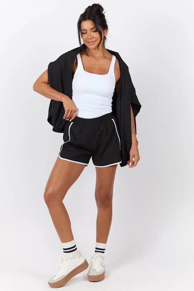 On The Move Black and White Running Shorts With Contrast Trim FINAL SALE sold by Pink Lily product image thumbnail 3