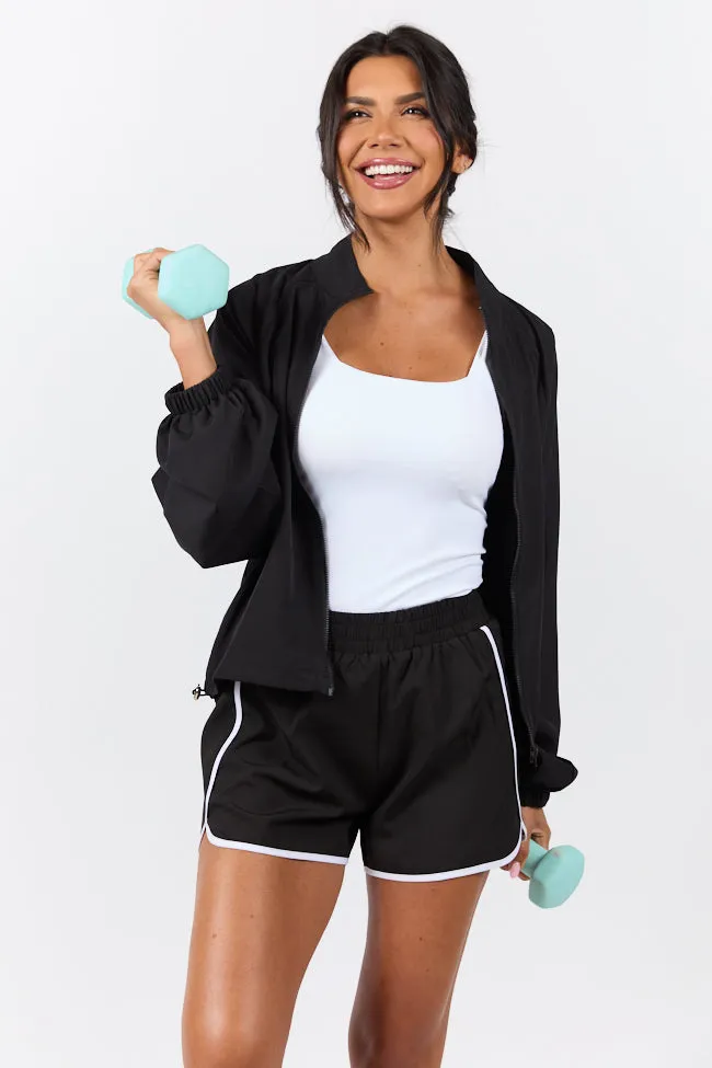 On The Move Black and White Running Shorts With Contrast Trim FINAL SALE sold by Pink Lily product image thumbnail 2