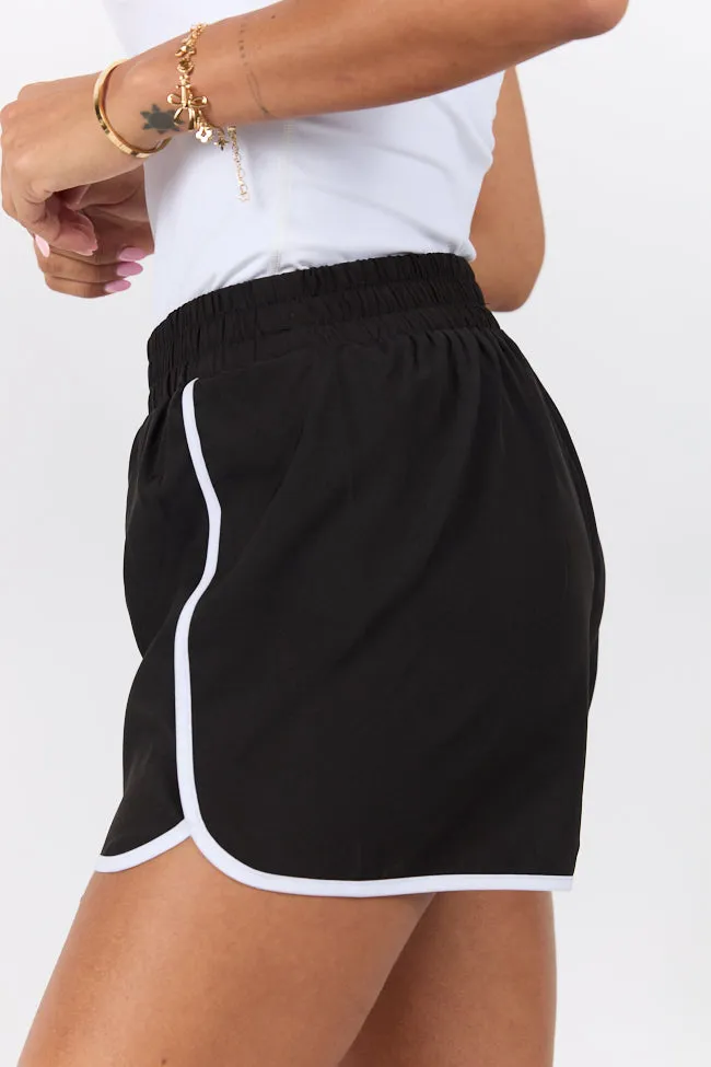 On The Move Black and White Running Shorts With Contrast Trim FINAL SALE sold by Pink Lily product image thumbnail 4