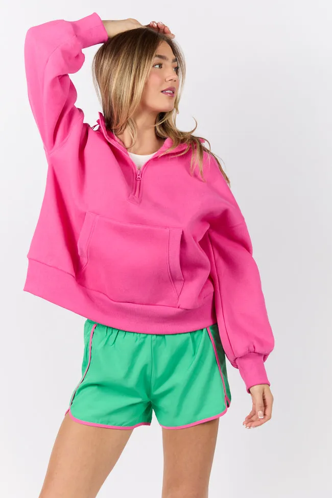 On The Move Green and Pink Running Shorts With Contrast Trim FINAL SALE sold by Pink Lily