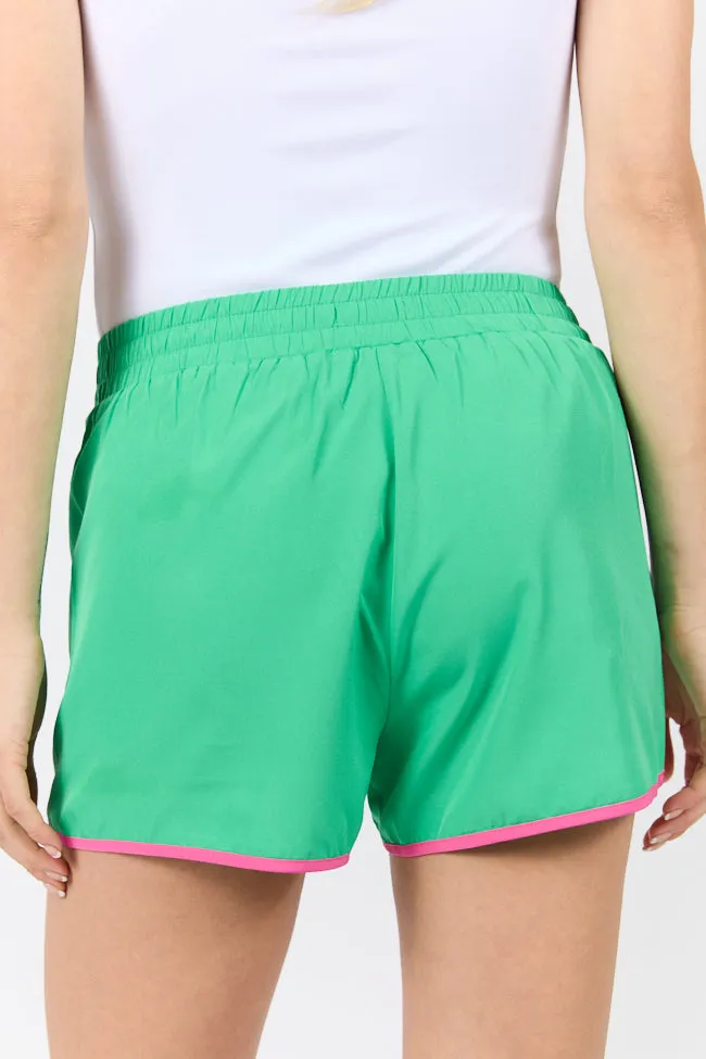 On The Move Green and Pink Running Shorts With Contrast Trim FINAL SALE sold by Pink Lily product image thumbnail 5