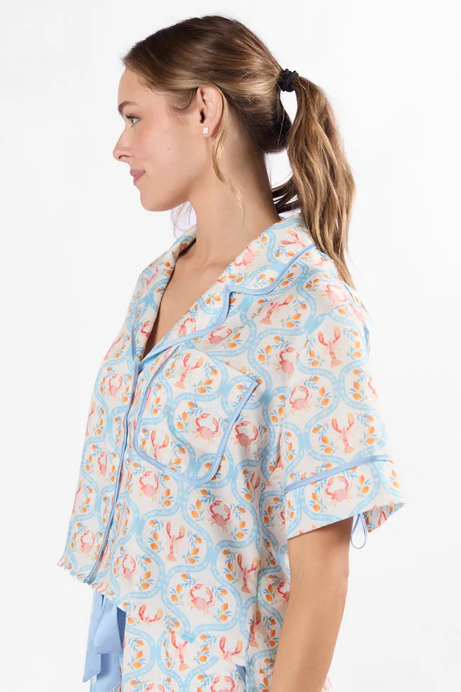 Rest Up In The Cutest Catch Satin Pajama Top FINAL SALE sold by Pink Lily product image thumbnail 5