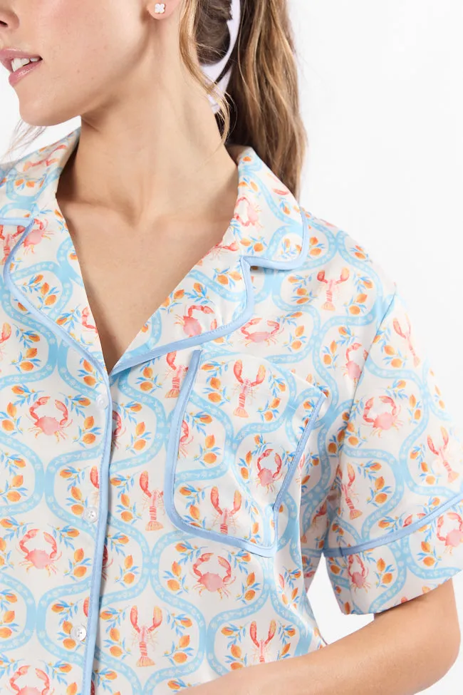 Rest Up In The Cutest Catch Satin Pajama Top FINAL SALE sold by Pink Lily product image thumbnail 2