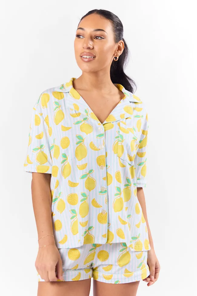 Under the Stars Lemon Print Short Sleeve Pajama Top FINAL SALE sold by Pink Lily product image thumbnail 4