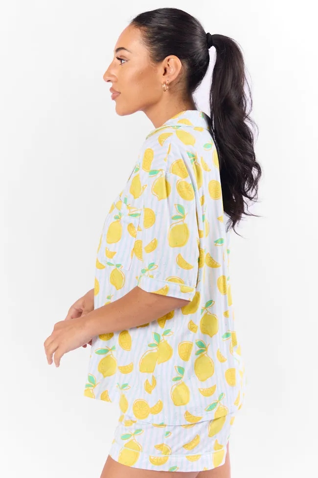Under the Stars Lemon Print Short Sleeve Pajama Top FINAL SALE sold by Pink Lily product image thumbnail 5