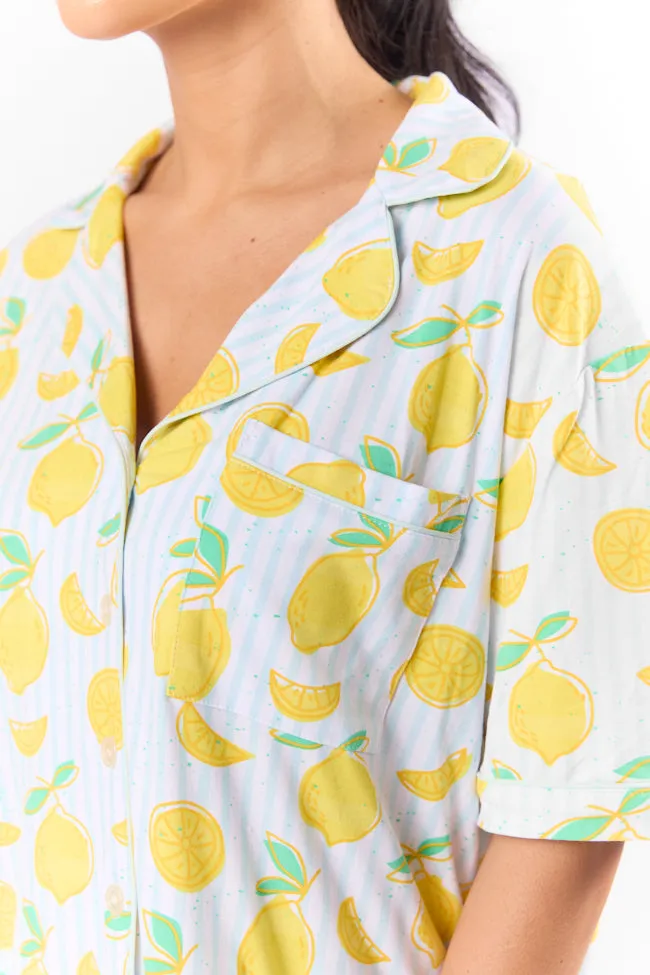 Under the Stars Lemon Print Short Sleeve Pajama Top FINAL SALE sold by Pink Lily product image thumbnail 3