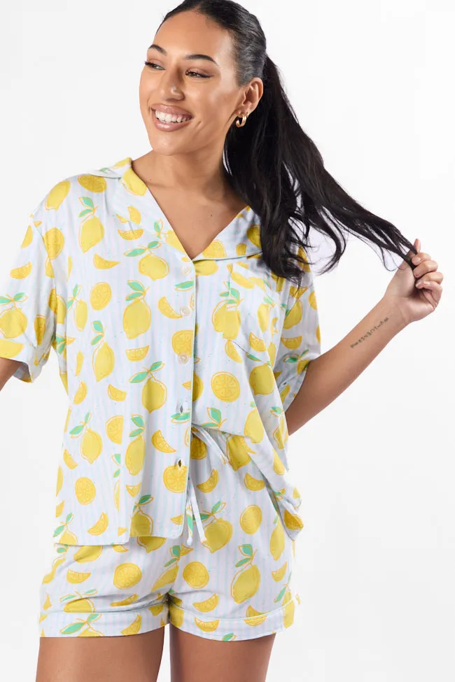 Under the Stars Lemon Print Short Sleeve Pajama Top FINAL SALE sold by Pink Lily product image thumbnail 2