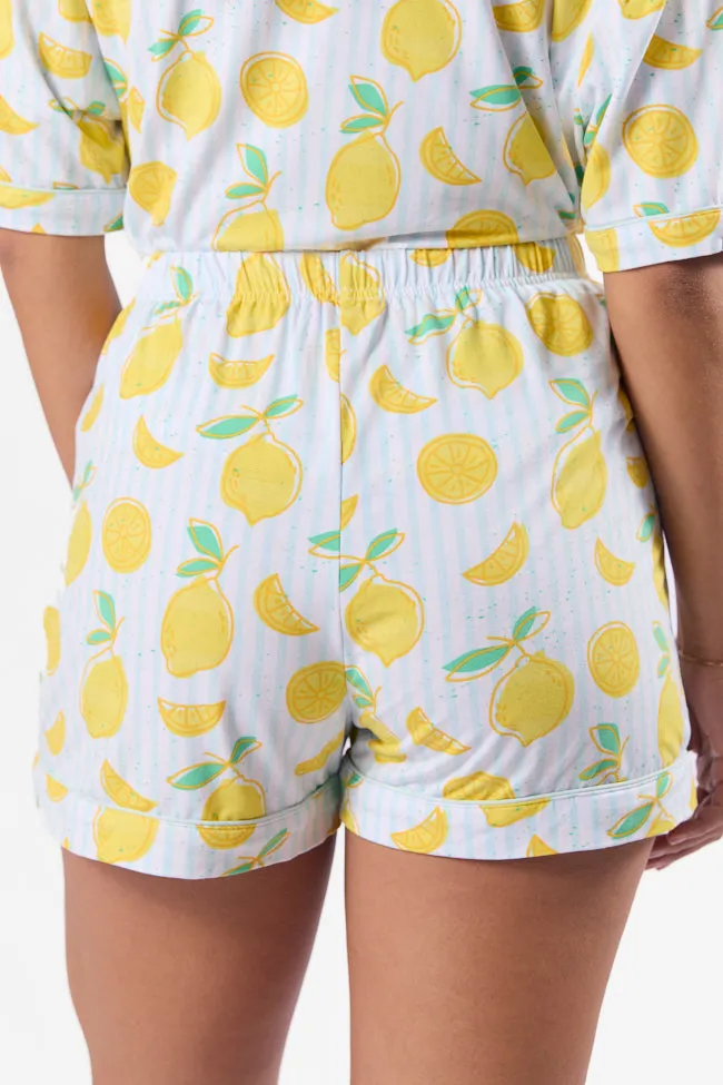 Under the Stars Lemon Print Pajama Shorts FINAL SALE sold by Pink Lily product image thumbnail 4