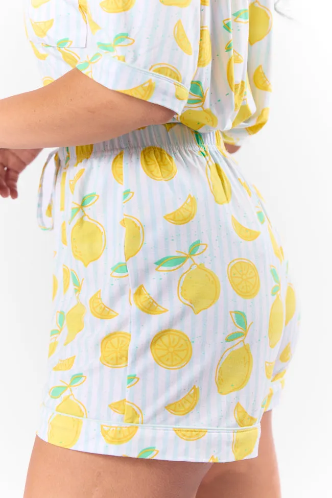 Under the Stars Lemon Print Pajama Shorts FINAL SALE sold by Pink Lily product image thumbnail 3