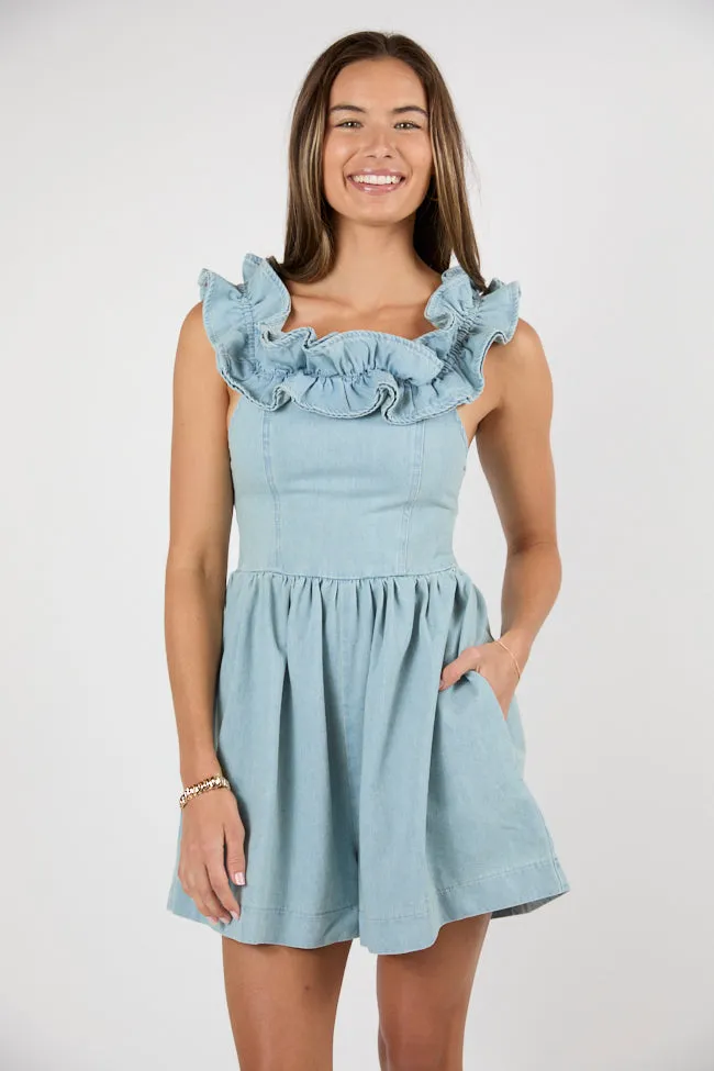 Blue Jean Queen Off The Shoulder Denim Romper sold by Pink Lily product image thumbnail 4