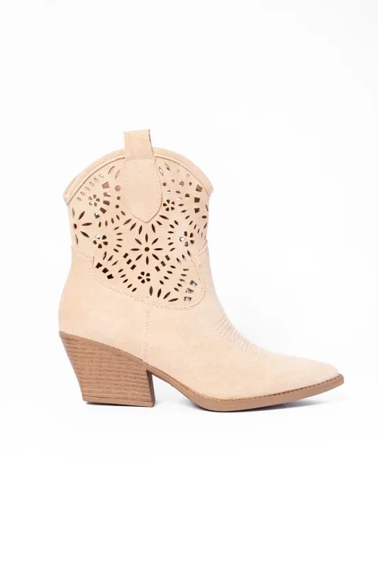 Dakota Beige Cut Out Western Booties FINAL SALE sold by Pink Lily