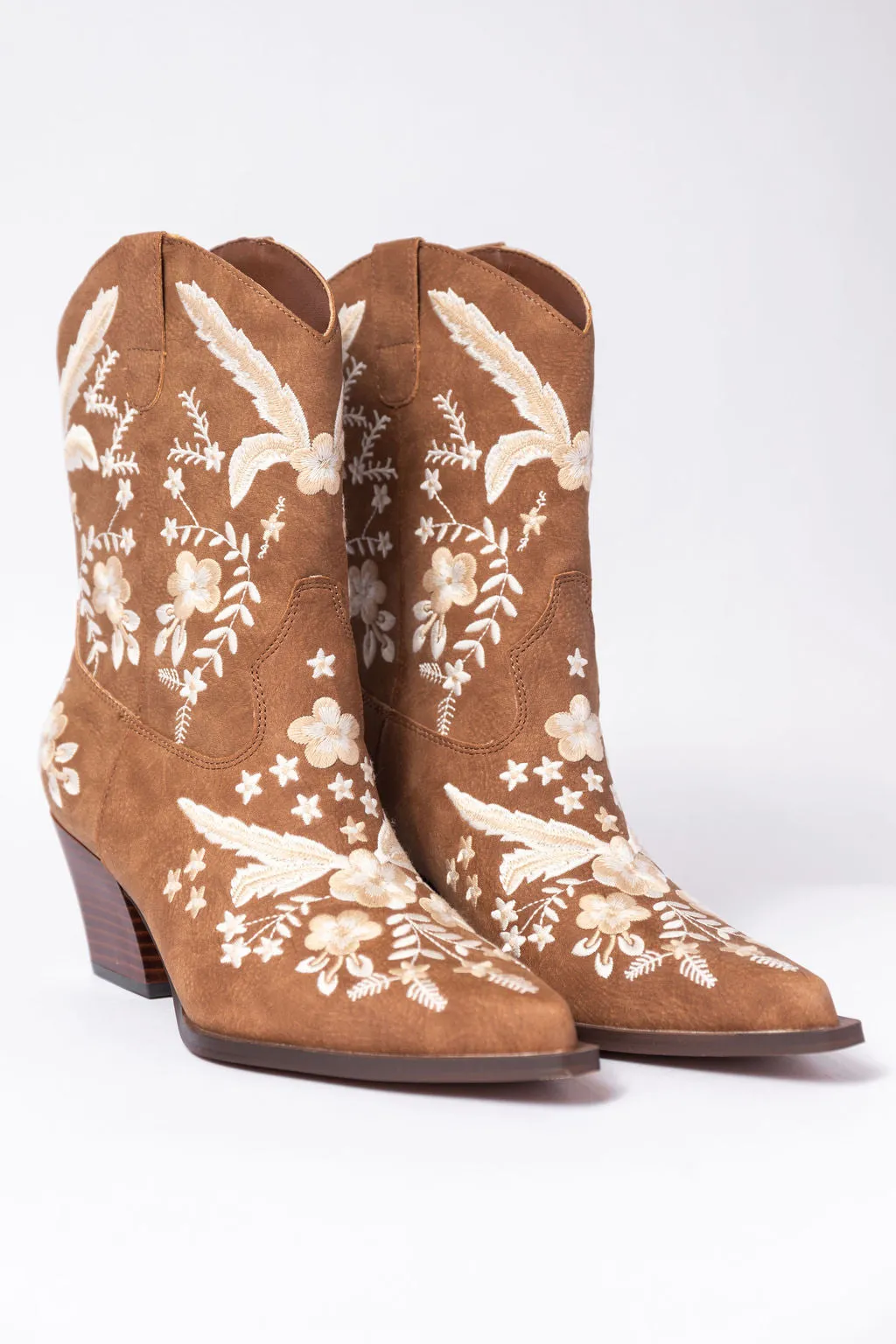 Paige Cocoa Embroidered Booties SALE sold by Pink Lily product image thumbnail 2