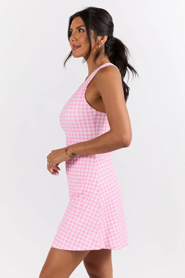 Kick It With Me Pink Gingham Active Dress With Pull Down Shorts sold by Pink Lily product image thumbnail 5