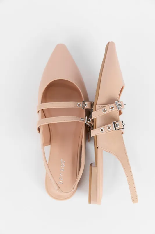 Margot Nude Pointed Toe Double Strap Flats FINAL SALE sold by Pink Lily
