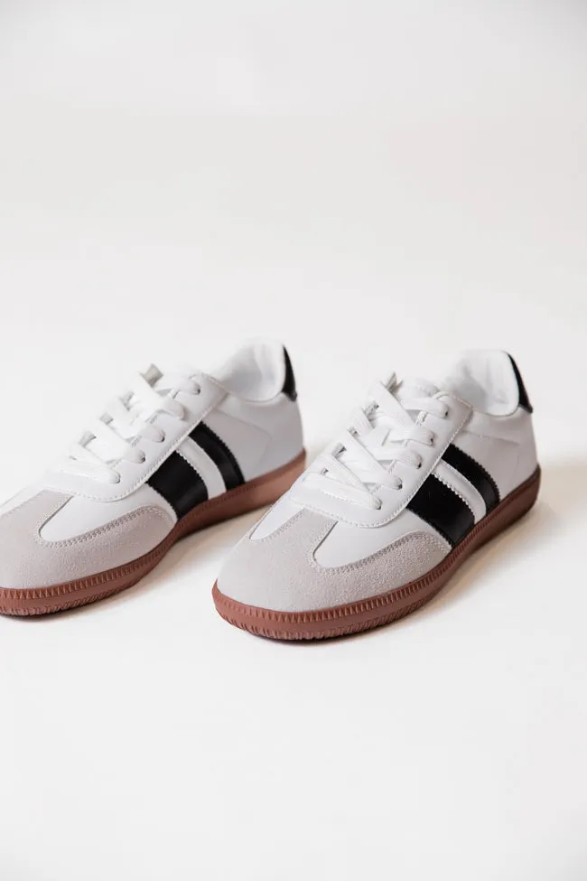Lunden Double Stripe Black and White Leather Sneakers FINAL SALE sold by Pink Lily product image thumbnail 3