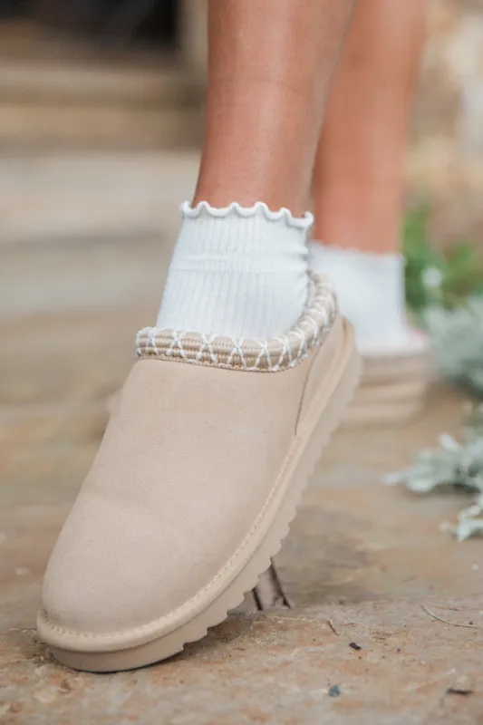 Sydney Light Beige Short Slip-On Booties SALE sold by Pink Lily