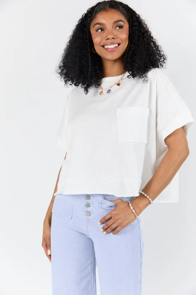 Walk Out White Oversized Washed Crop Knit Top FINAL SALE sold by Pink Lily product image thumbnail 3