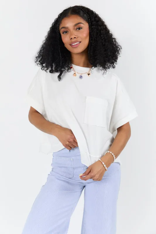 Walk Out White Oversized Washed Crop Knit Top FINAL SALE made by Very J