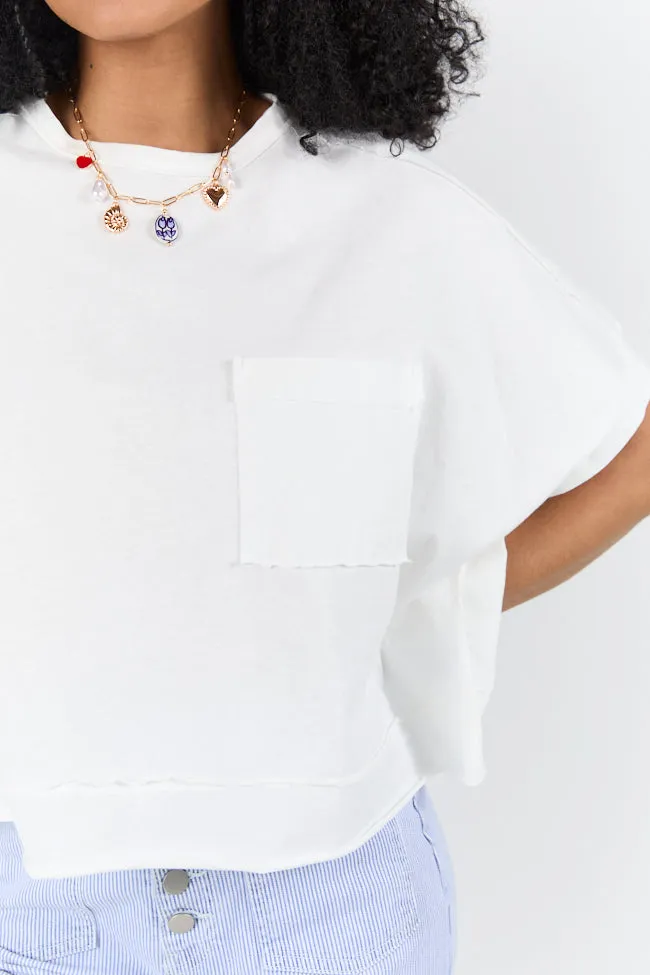 Walk Out White Oversized Washed Crop Knit Top FINAL SALE sold by Pink Lily product image thumbnail 2