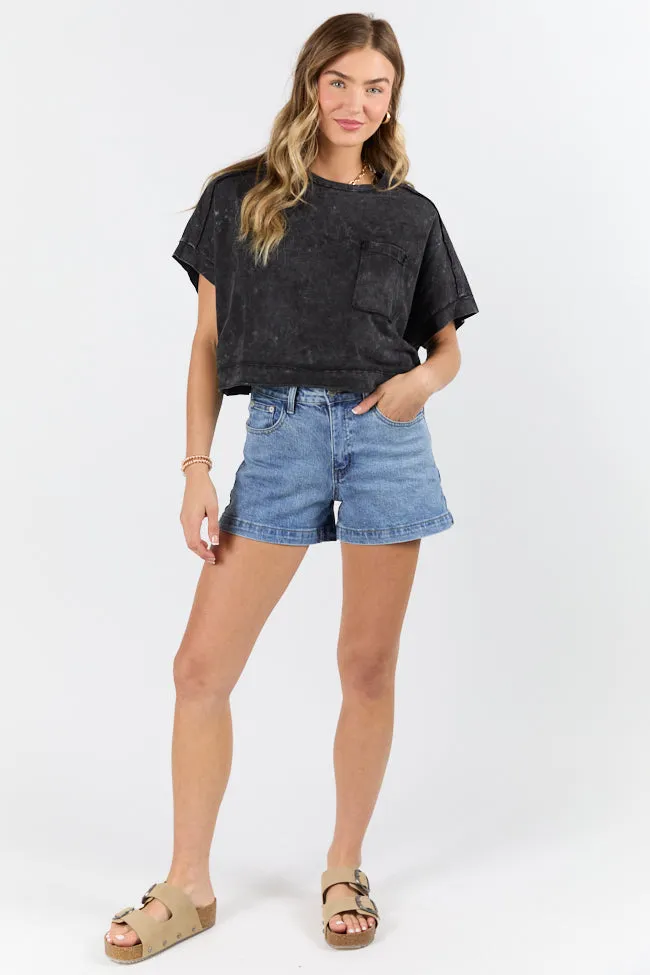 Walk Out Black Oversized Washed Crop Knit Top FINAL SALE sold by Pink Lily product image thumbnail 2